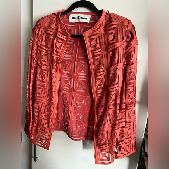 Caban romantic lamb leather cutout luxury coat-made in Italy - Picture 5 of 5